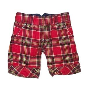 Cherokee girls plaid red Bermuda shorts rhinestone acidemia
